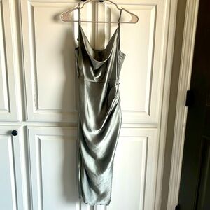 Sage green satin dress